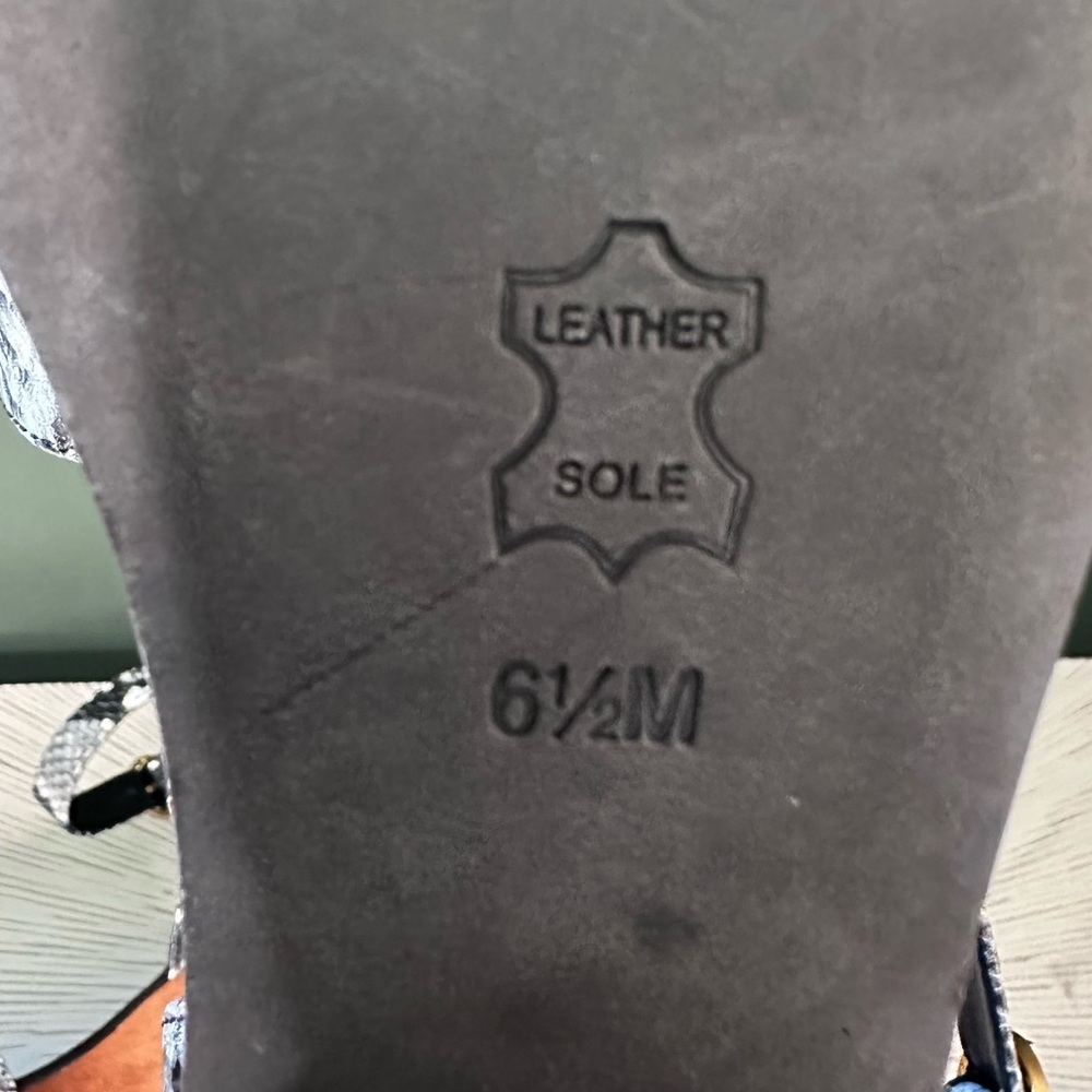 Tory Burch Camilla 100mm Snakeskin Embossed Wood Heel Platform Sandal Size 6.5 - Picture 12 of 15